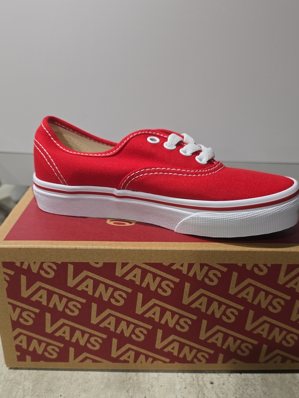 Vans Kids Canvas Low-Top Sneaker in Red with White Trim